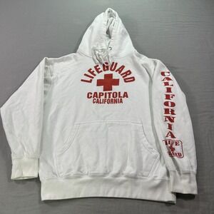 Lifeguard Hoodie Adult Medium White Capitola California Sweatshirt Fleece Unisex